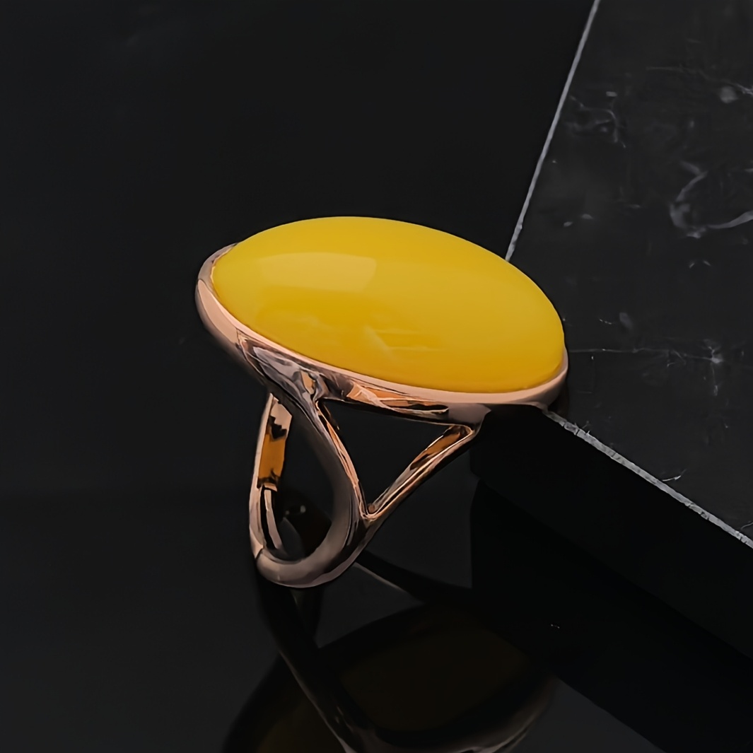 Stainless Steel Open Ring with Yellow Stone August Birthstone